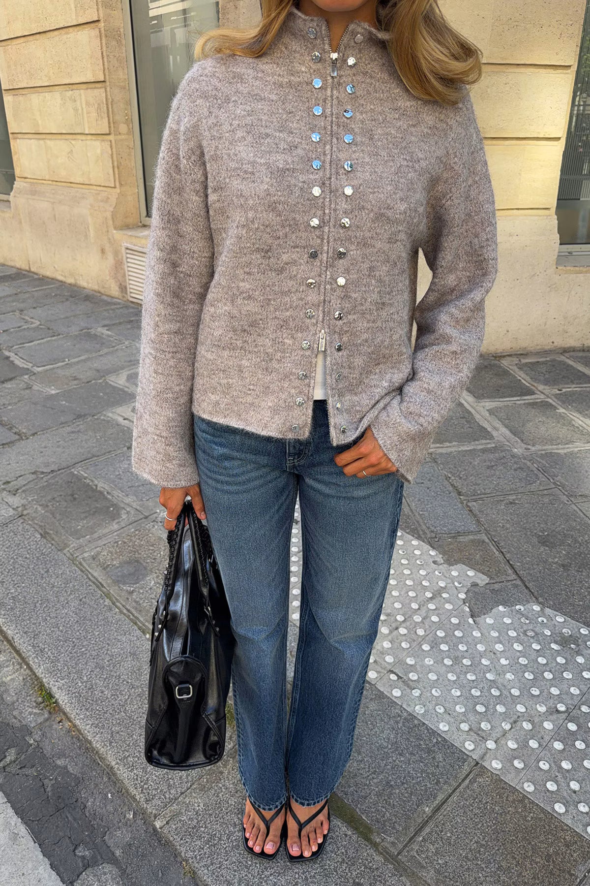 Embellished Button Knit Cardigan