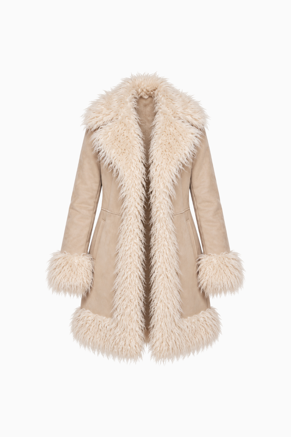 Faux Suede & Fur Long Jacket