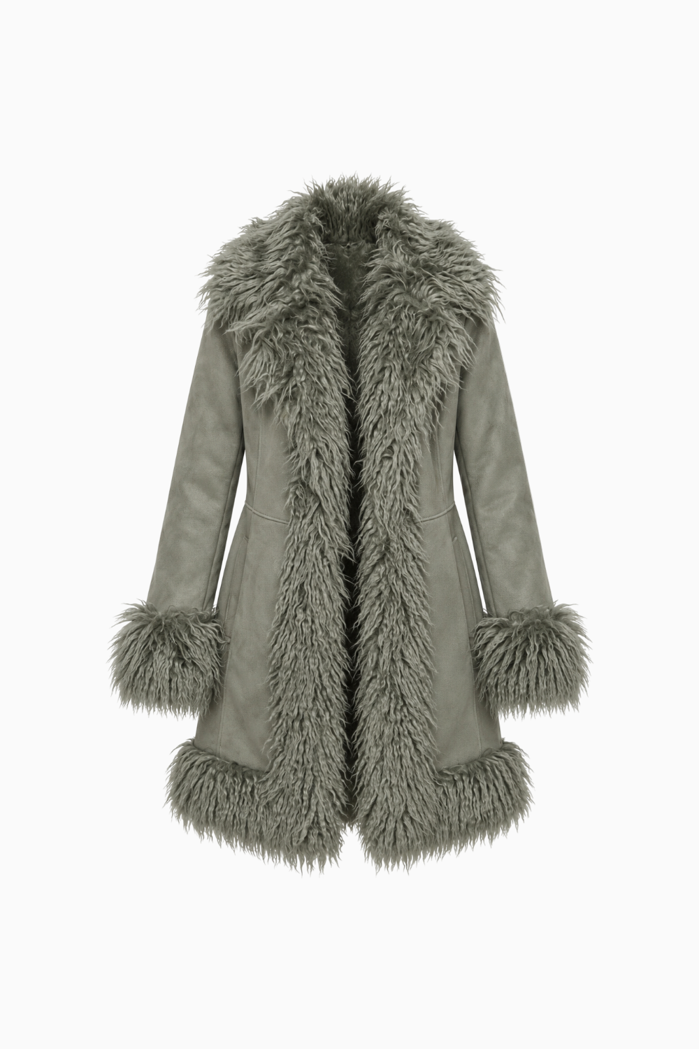 Faux Suede & Fur Long Jacket