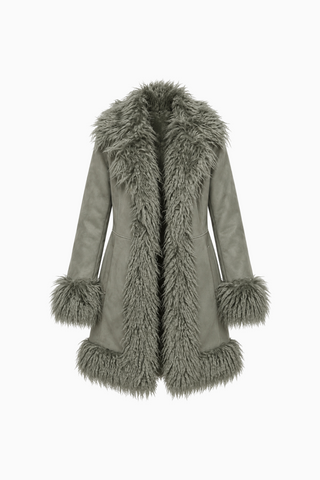 Faux Suede & Fur Long Jacket