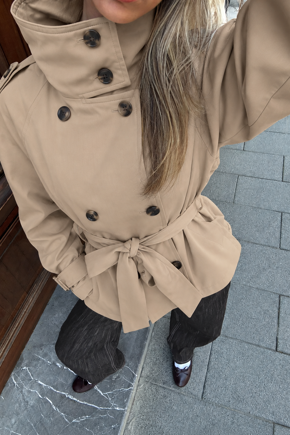 Belted Short Trench Coat