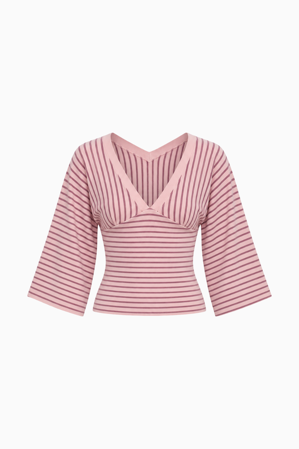 Pink Striped V-Neck Crop Top