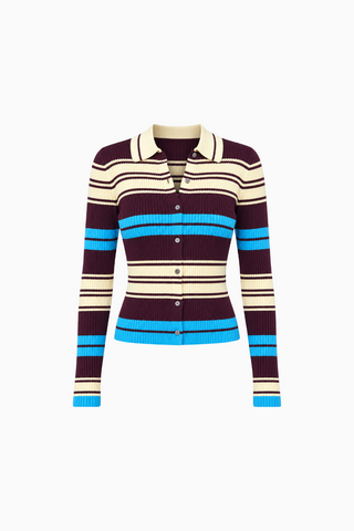 Multicolor Striped Button-Up Cardigan