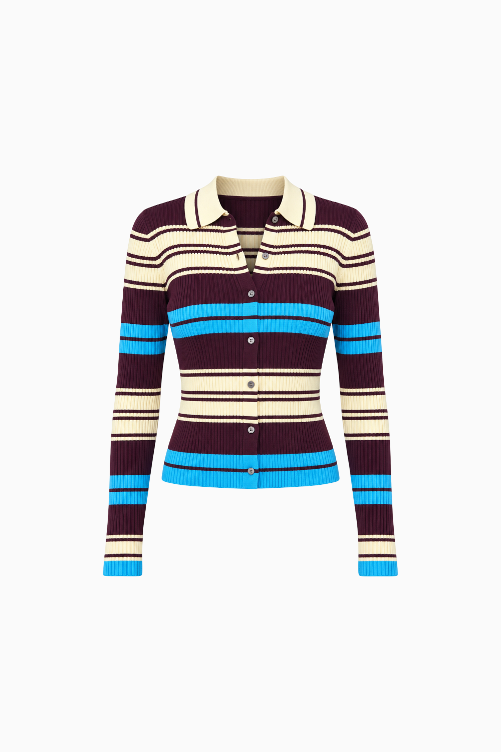 Multicolor Striped Button-Up Cardigan