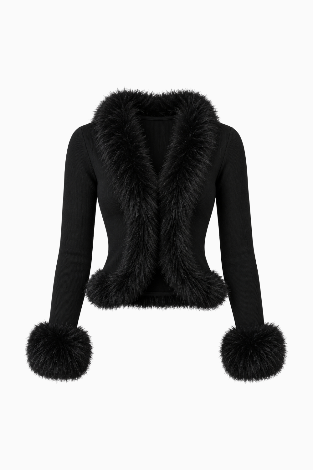 Faux Fur Trim Cardigan