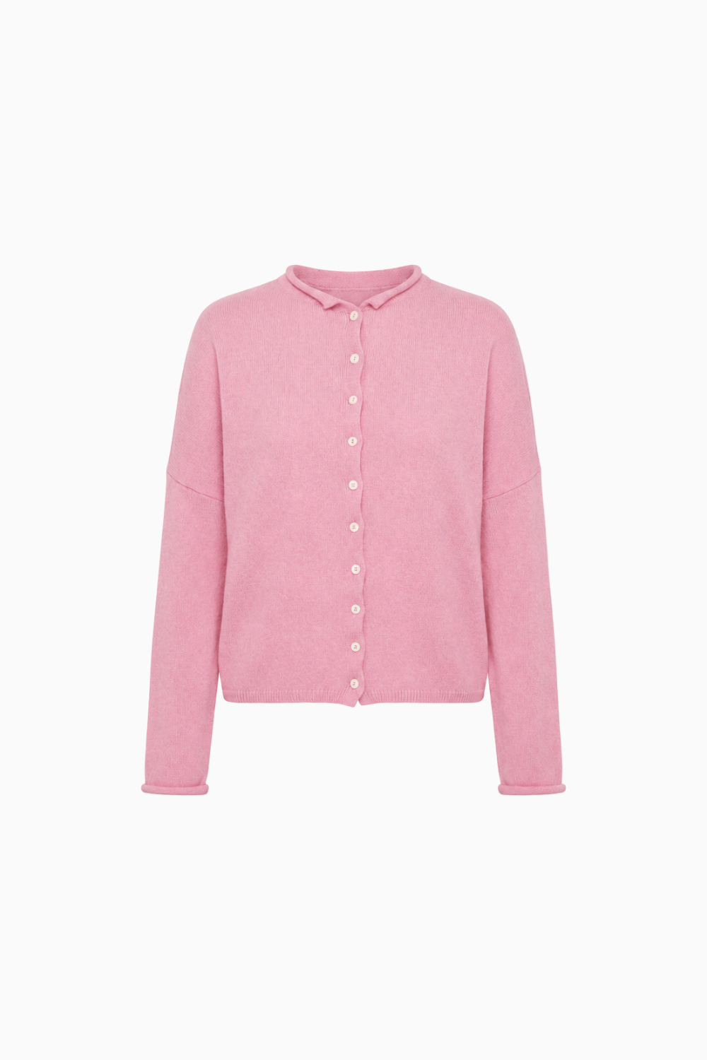 Soft Pink Button-Up Knit Cardigan