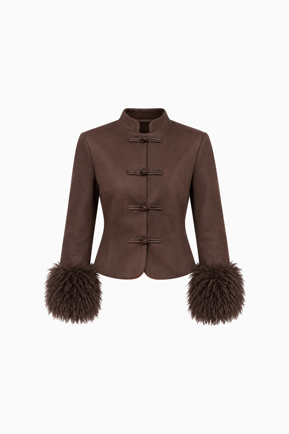Chinese Knot Faux Suede Jacket