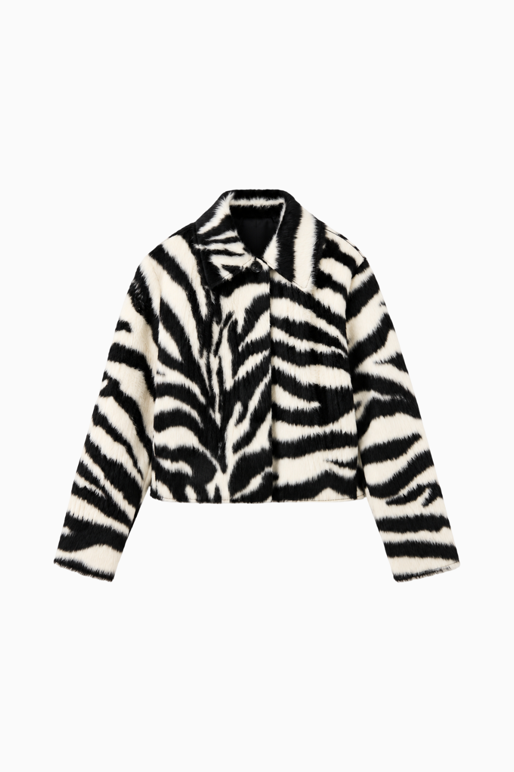 Zebra Pattern Faux Fur Coat