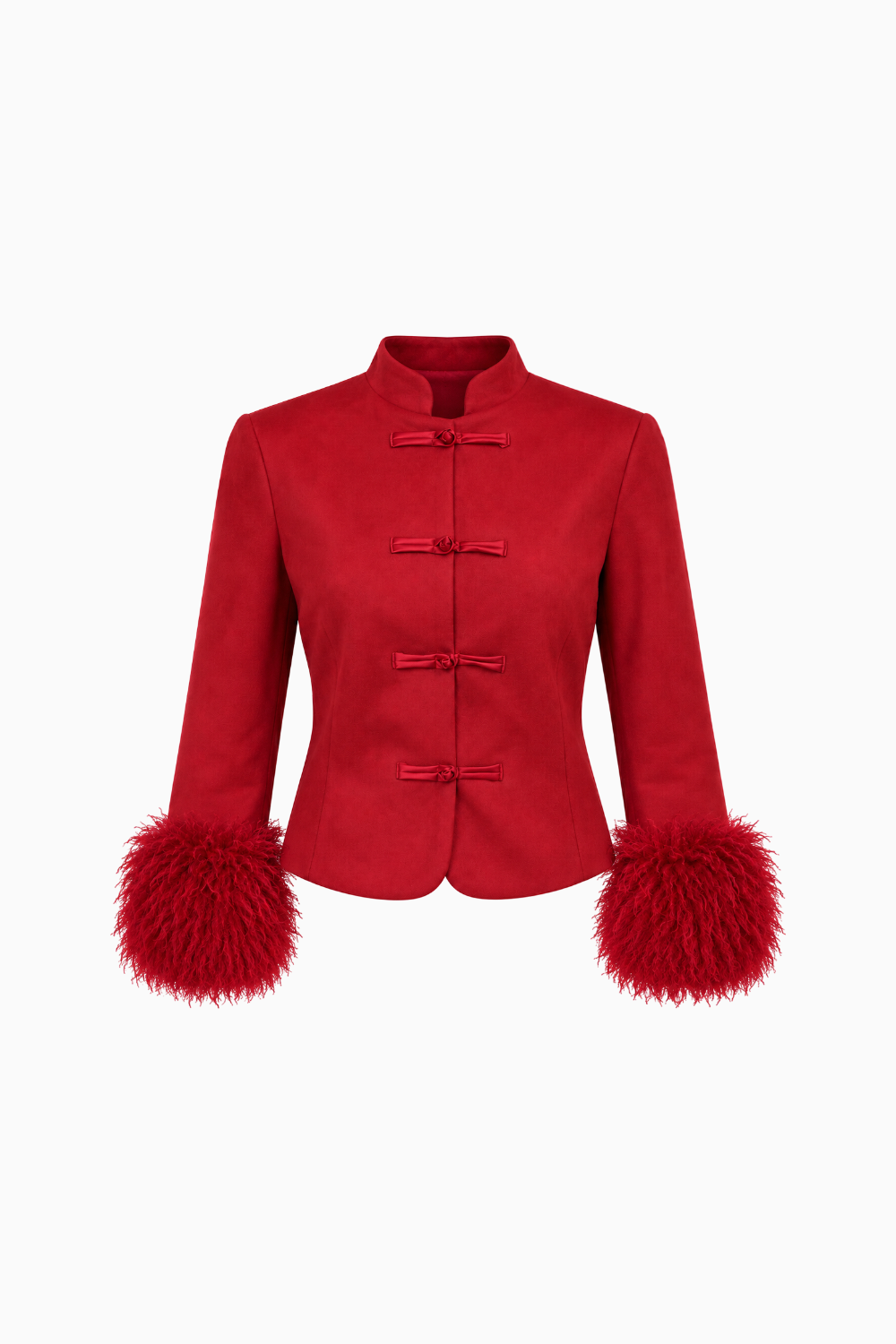Chinese Knot Faux Suede Jacket