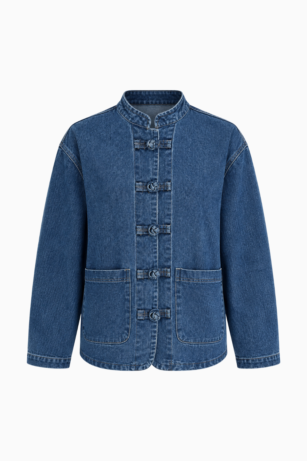 Mandarin Collar Denim Jacket