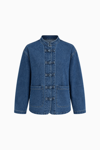 Mandarin Collar Denim Jacket
