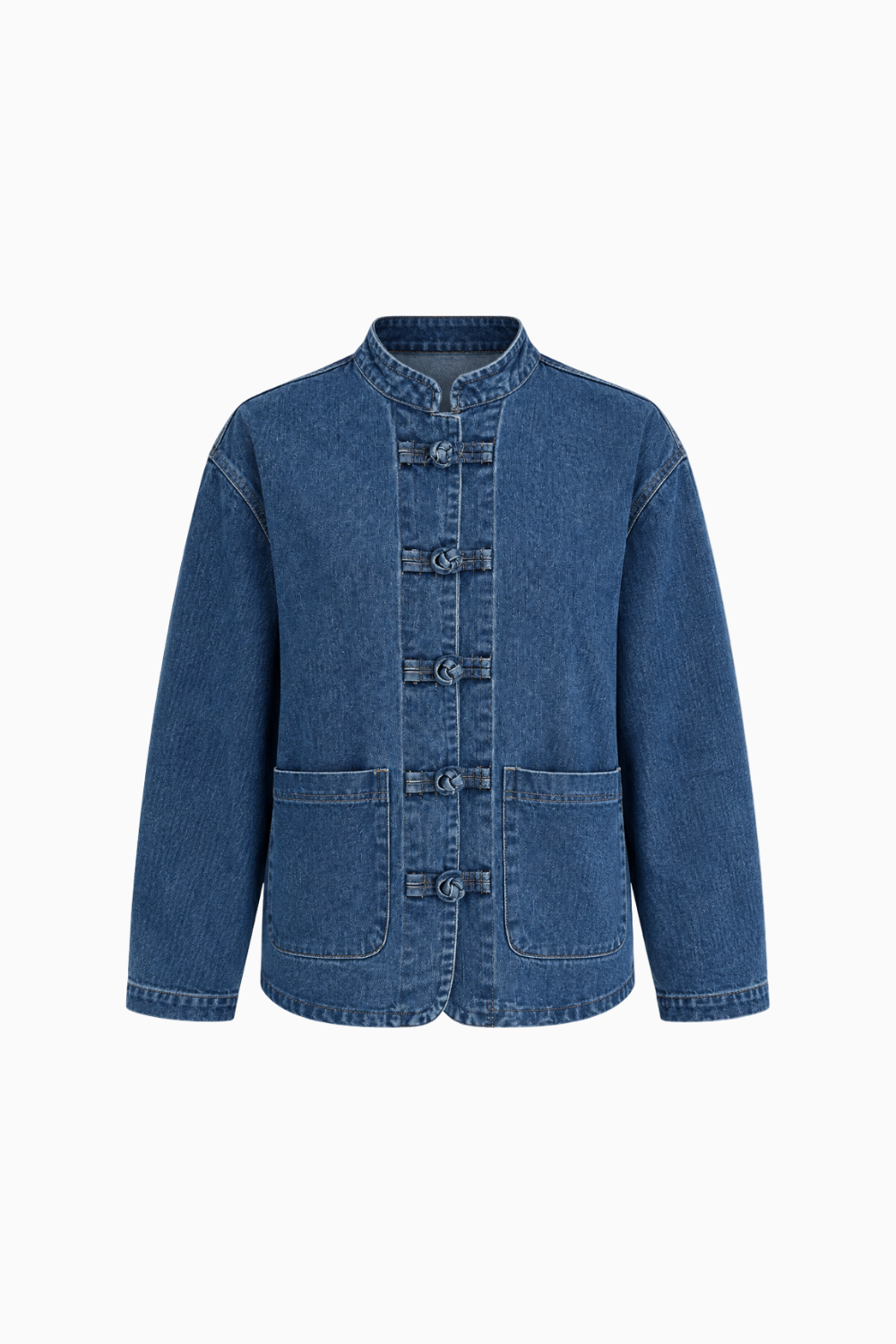 Mandarin Collar Denim Jacket