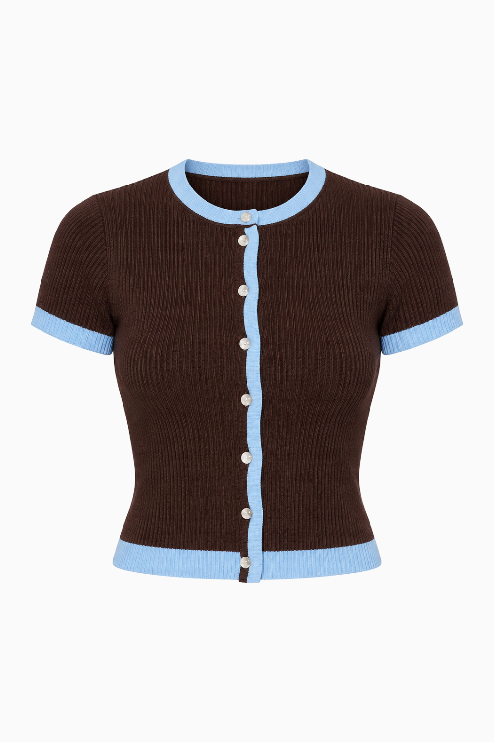 Ribbed Contrast Cardigan