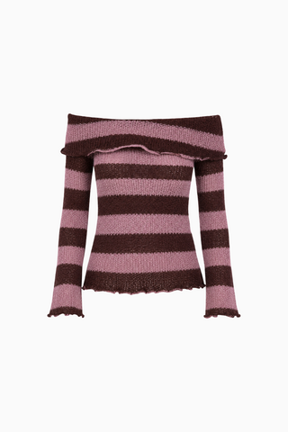 Striped Off-the-Shoulder Knit Top