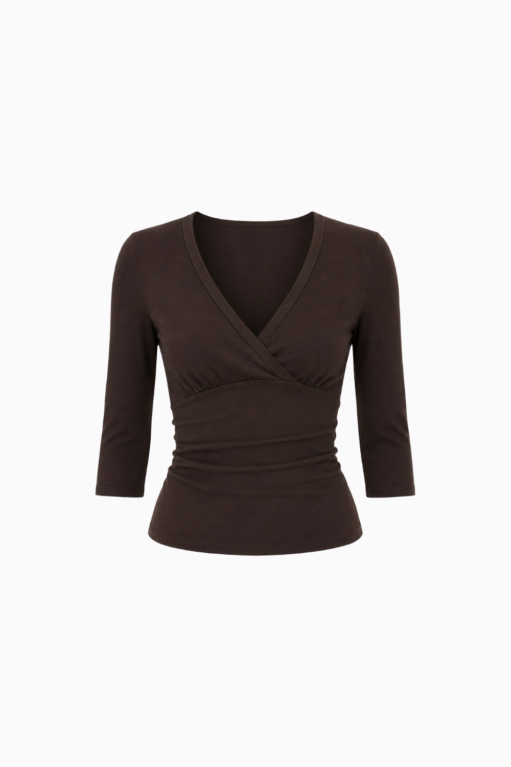 V-Neck Wrap-Front Three-Quarter Sleeve Top