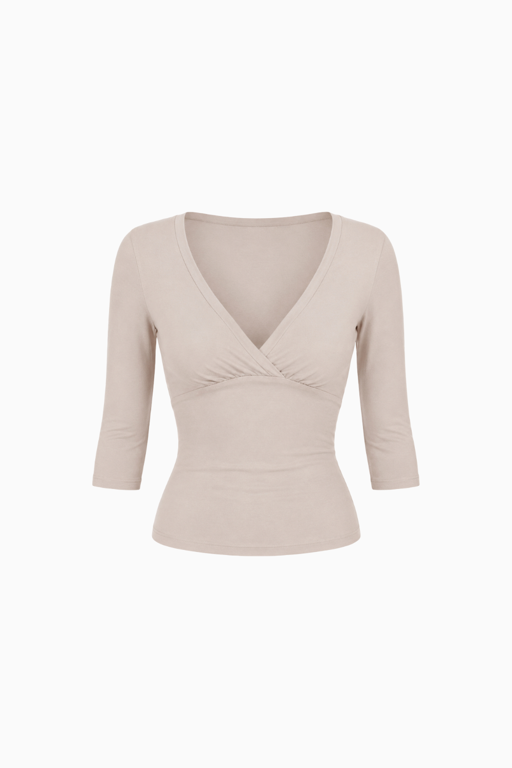 V-Neck Wrap-Front Three-Quarter Sleeve Top