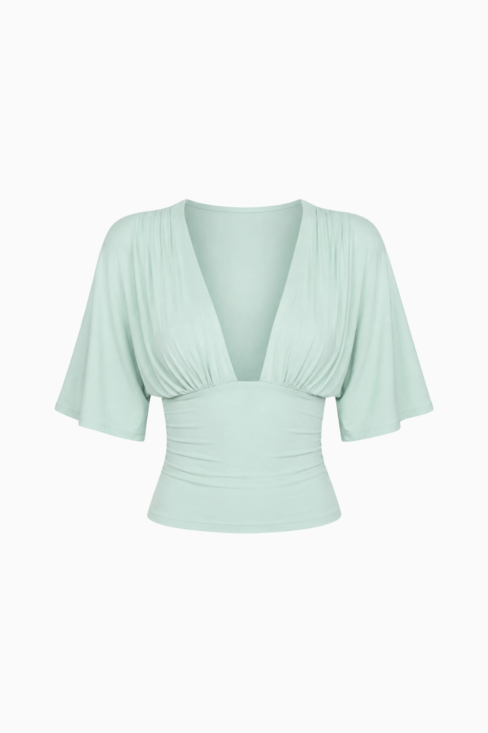 Plunging V-Neck Short Sleeve Top