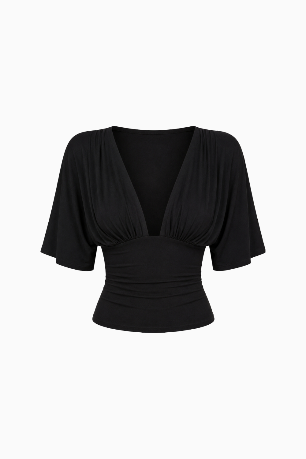 Plunging V-Neck Short Sleeve Top