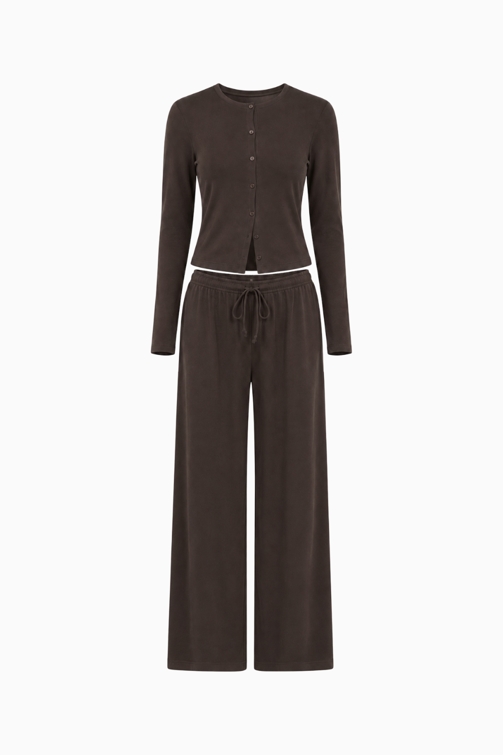 Conjunto de cárdigan con botones y pantalón de chándal de pernera ancha