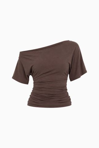 Off-The-Shoulder Ruched Short Sleeve Top