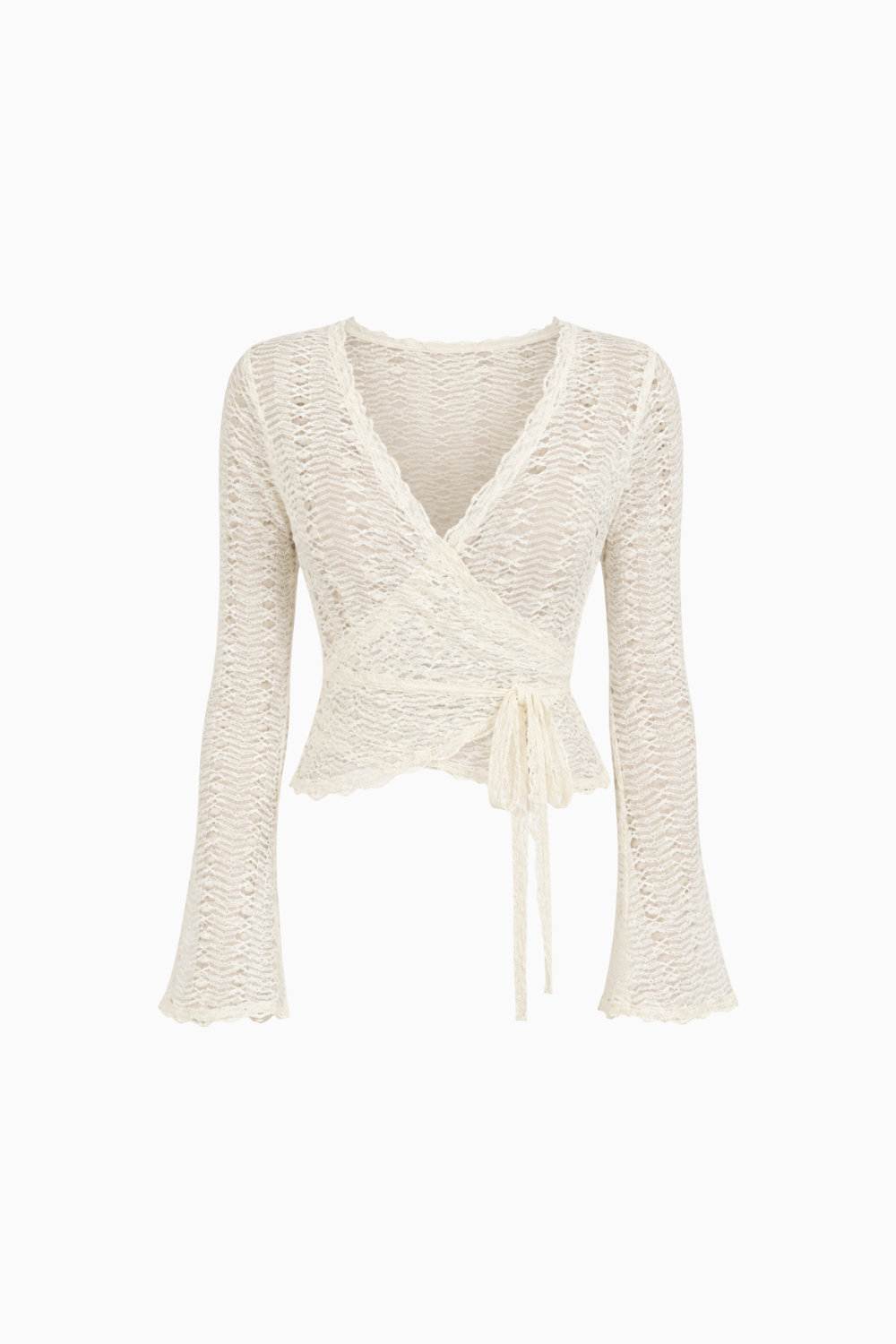 Boho Cream Lace V-Neck Tie-Wrap Crop Top
