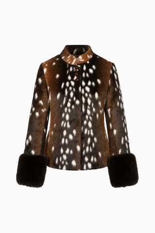 Vintage-Inspired Spotted Faux Fur Jacket
