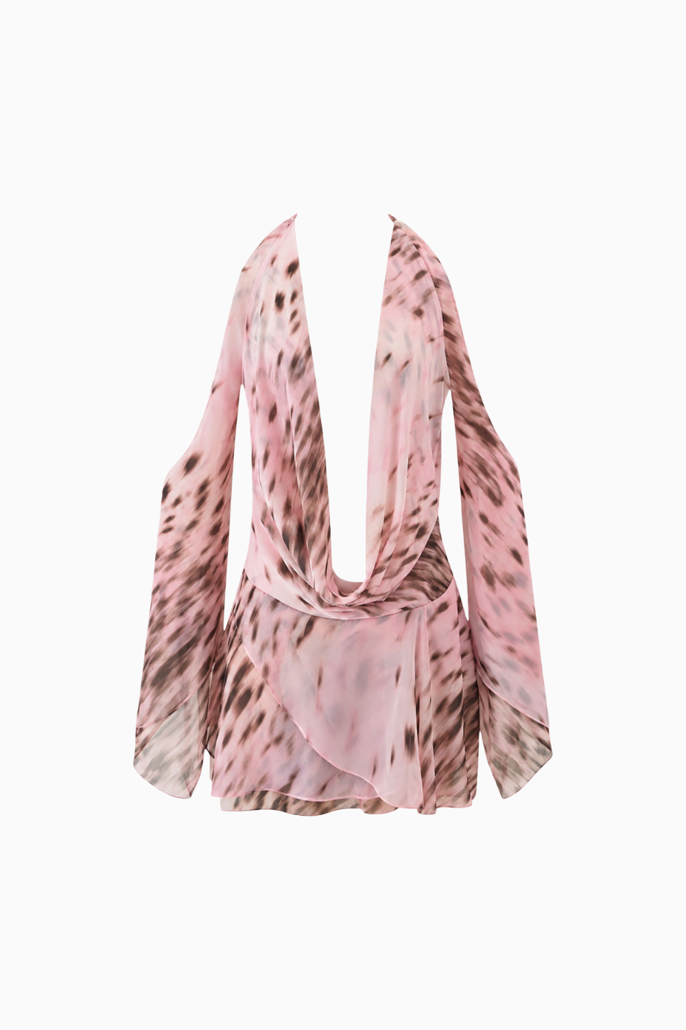 Pink Leopard Sheer Ruffle Mini Dress