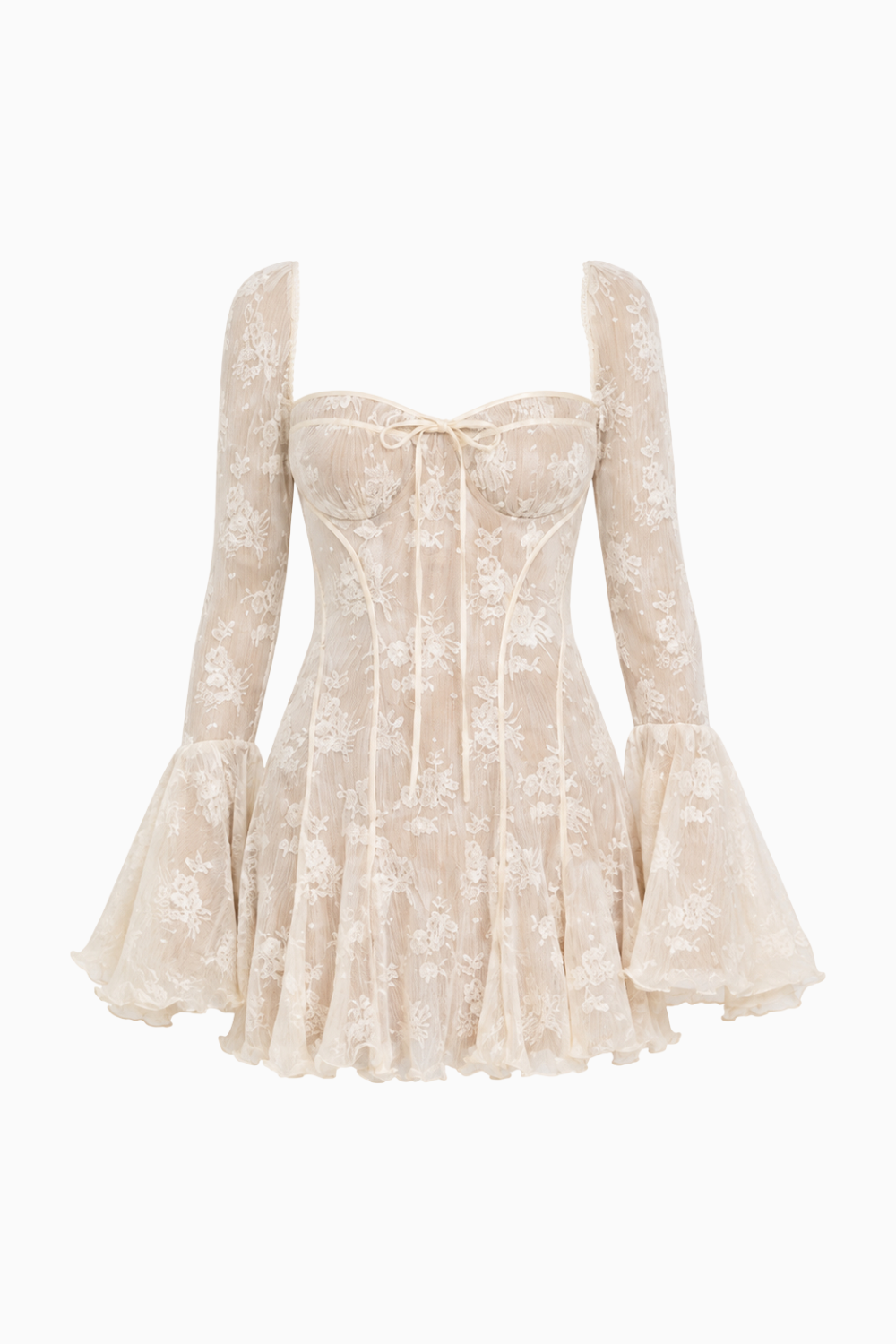 Vestido mini con volantes estilo corsé de inspiración vintage