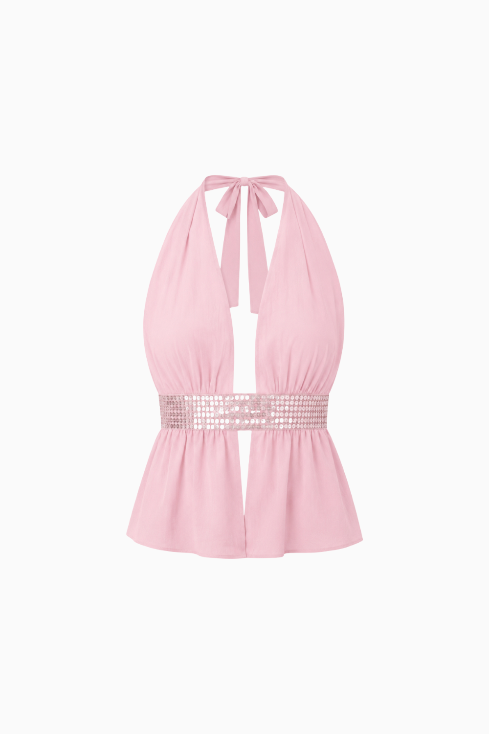 Pink Sequin Halter Waist Top