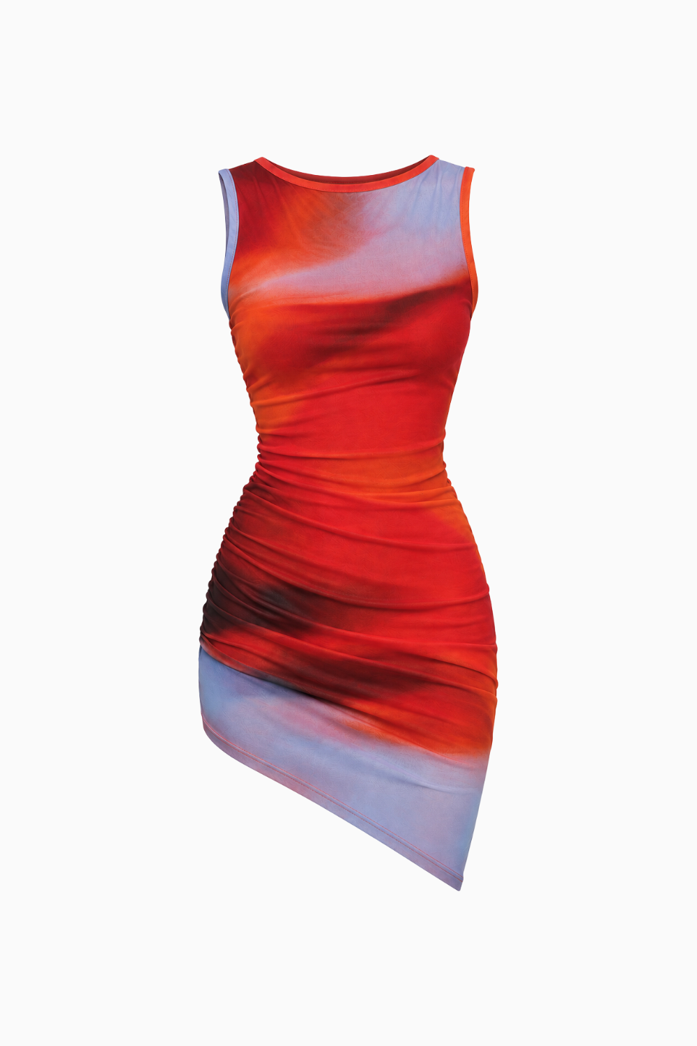 Abstract Ombre Ruched Bodycon Dress