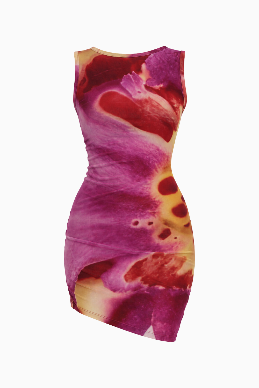 Abstract Magenta Floral Sleeveless Mini Dress