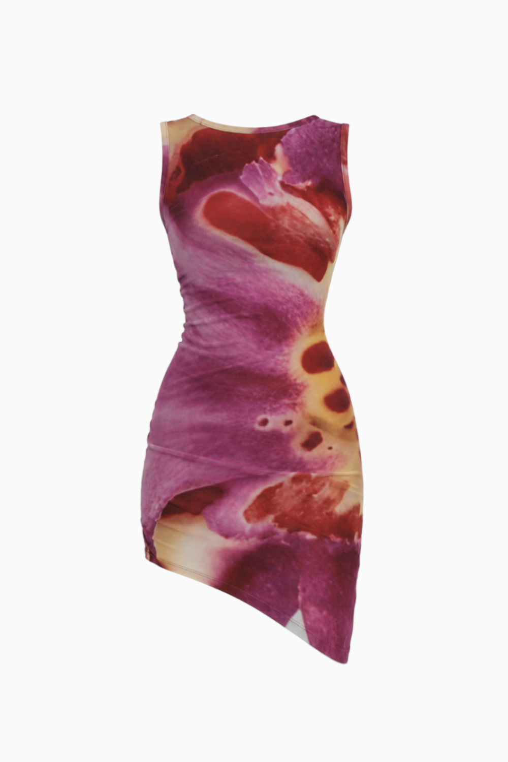 Abstract Magenta Floral Sleeveless Mini Dress