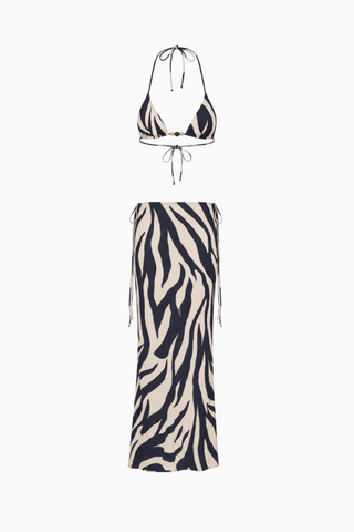 Zebra Print 3-Piece Sheer Mesh Set Bikini