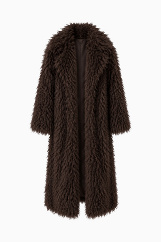Chocolate Shaggy Faux Fur Maxi Coat