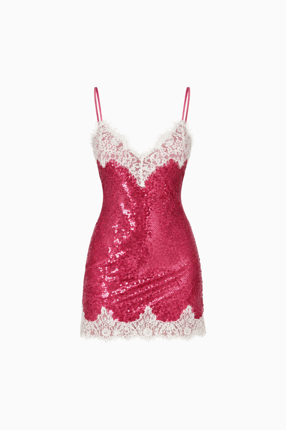 Pink Sequin Lace Mini Dress