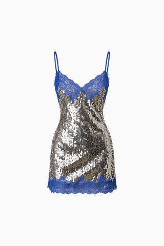 Pink Sequin Lace Mini Dress