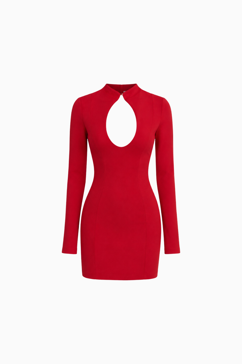 Keyhole Long-Sleeve Mini Dress
