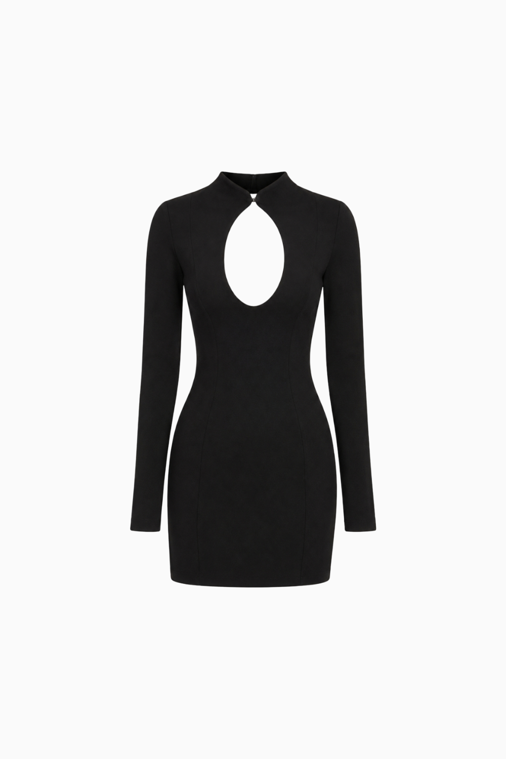 Keyhole Long-Sleeve Mini Dress