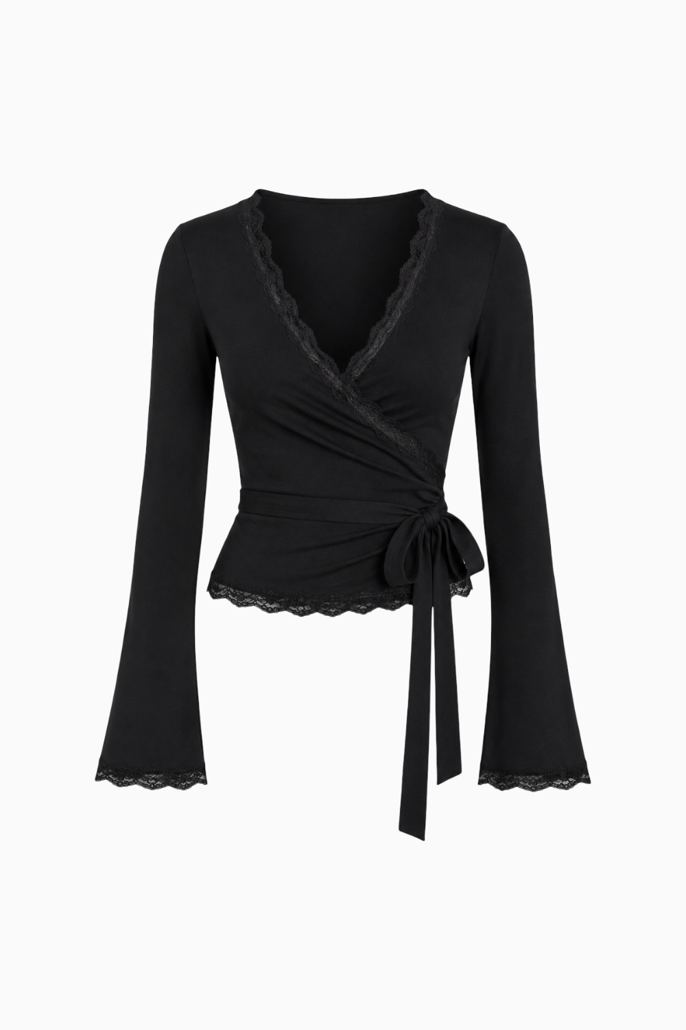 Lace-Trim Wrap Top