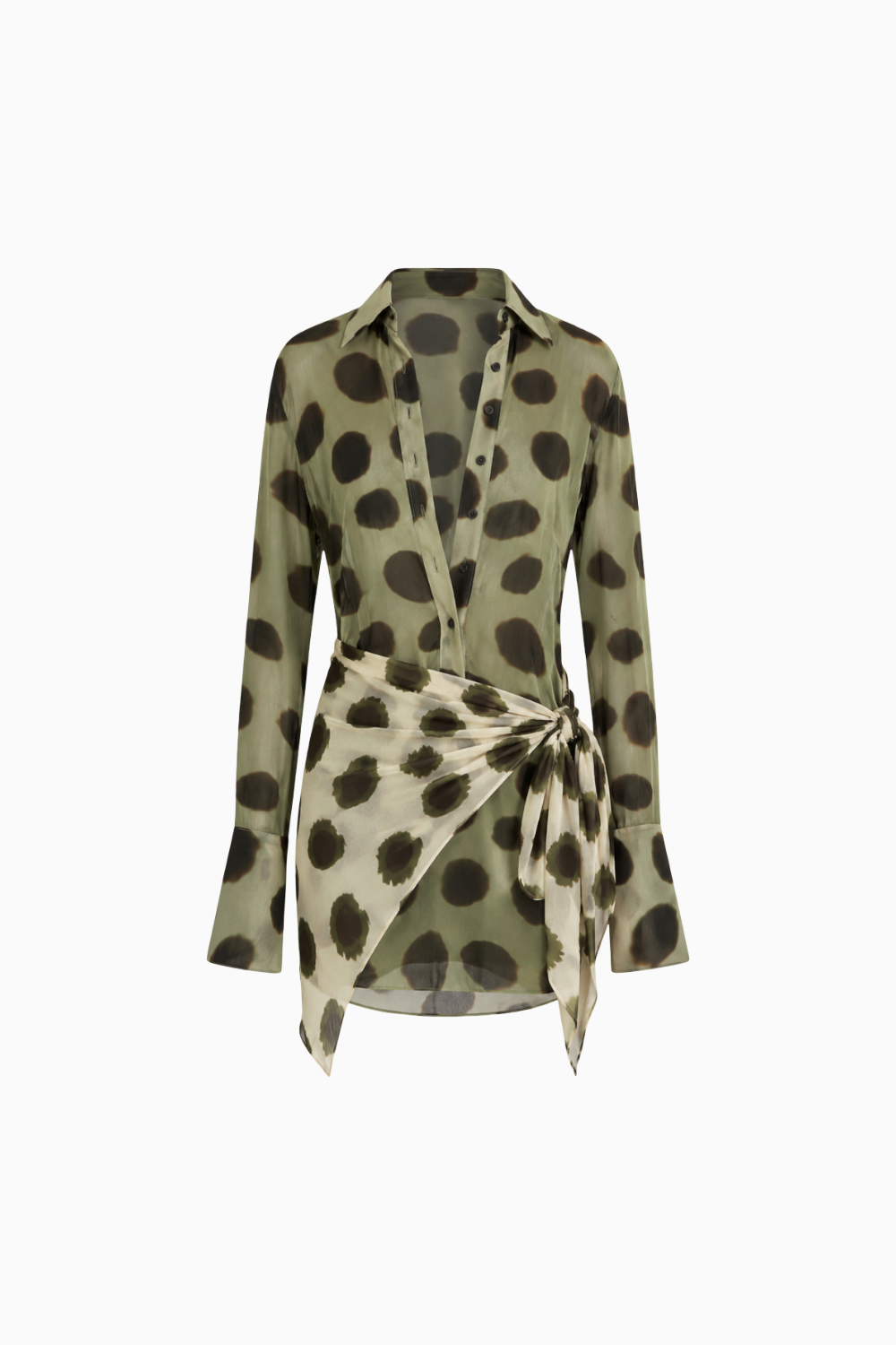 Sheer Polka Dot Long Sleeve Mini Dress