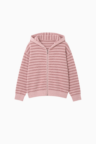 Plush Casual Striped Hoodie