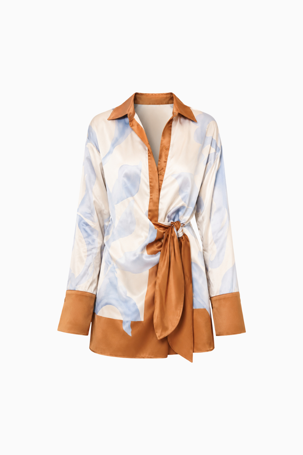 Abstract Floral Long Sleeve Mini Dress     falta lupa