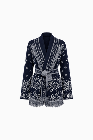 Western Graphic Tie-Waist Cardigan