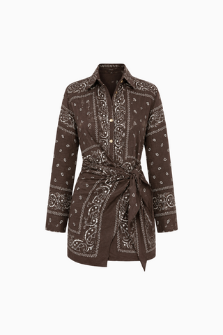 Paisley Motif Button-Down Mini Dress