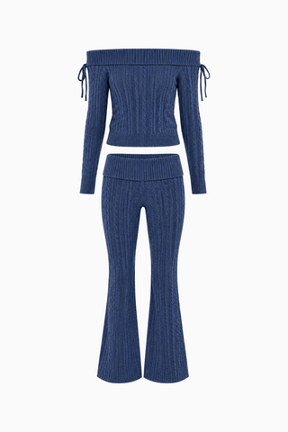 Tie-Sleeve Knit Sweater and Foldover Pant Set
