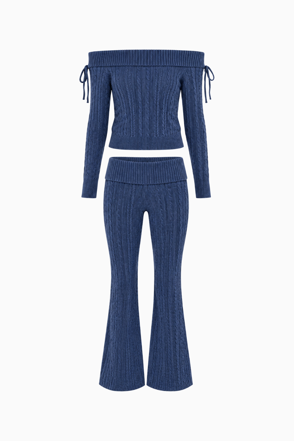 Tie-Sleeve Knit Sweater and Foldover Pant Set