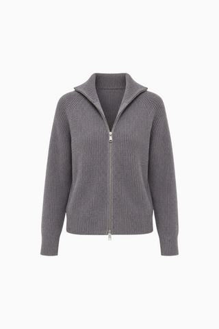 Charcoal Raglan Sleeve Zip Cardigan