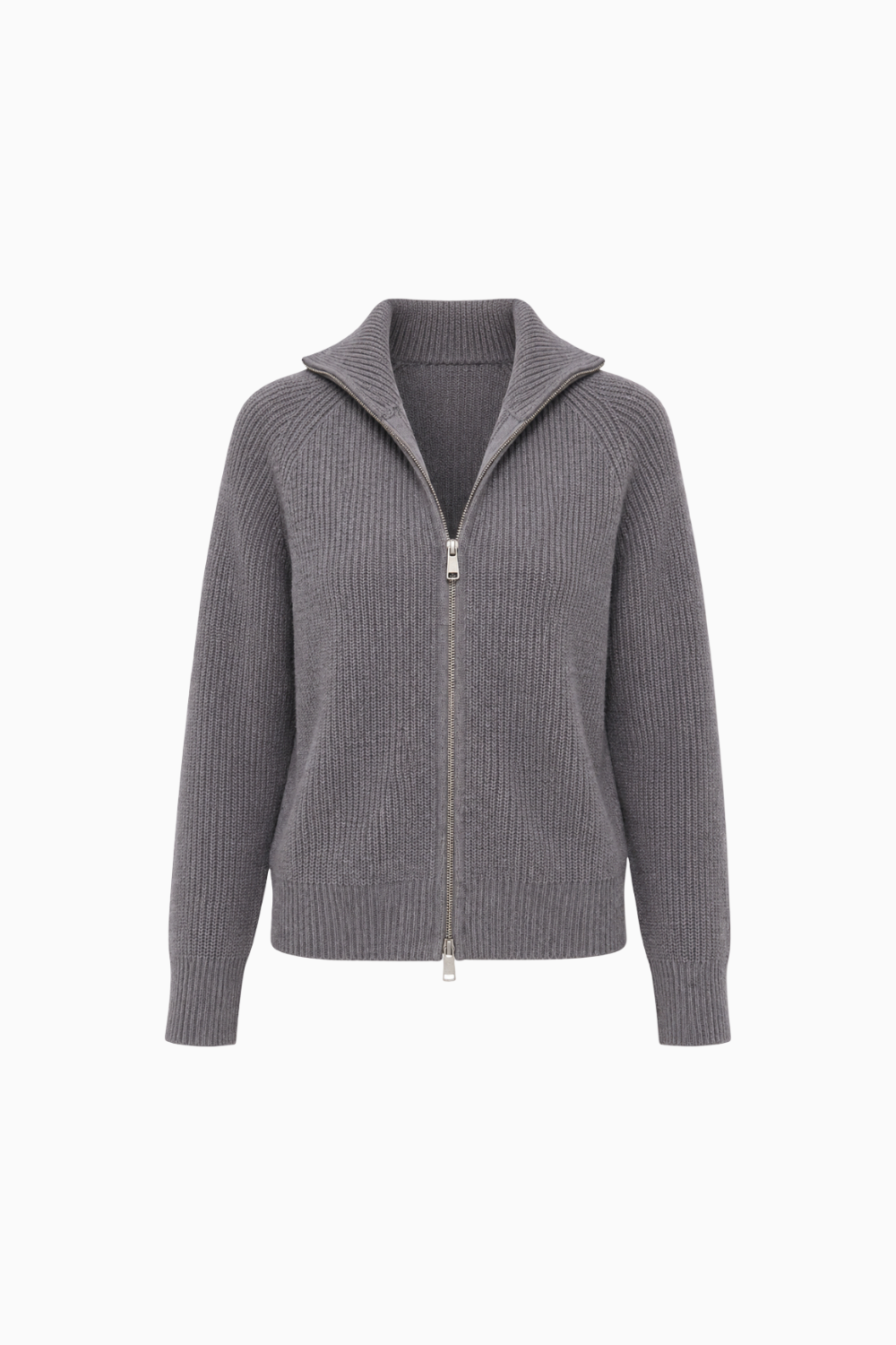 Charcoal Raglan Sleeve Zip Cardigan