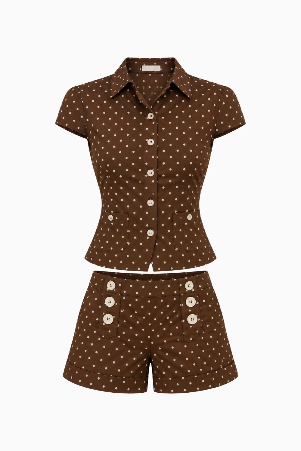 Retro Brown Polka Dot Matching Co-ord Set