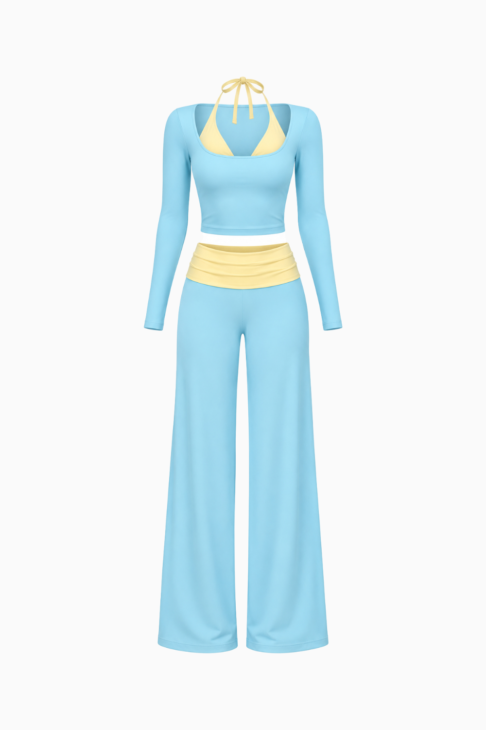 Contrast Waistband Flare Set